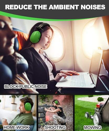ZOHAN 019 Noise Cancelling Headphones for Adult - NRR 28dB Hearing Protection for Working, Shooting, Mowing, Autism - color: 1 Pack-green