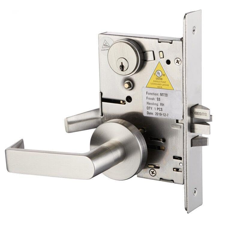 Commercial Mortise Lockset with Lever for Entry/Office Door F04 - color: Rose / Office