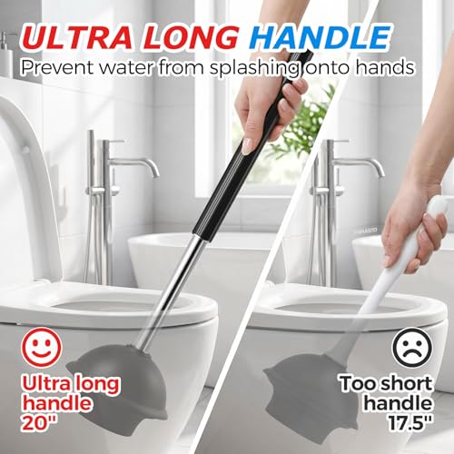 FORASTO 3in1 Stainless Steel Toilet Plunger and Brush Set - Bathroom Tools