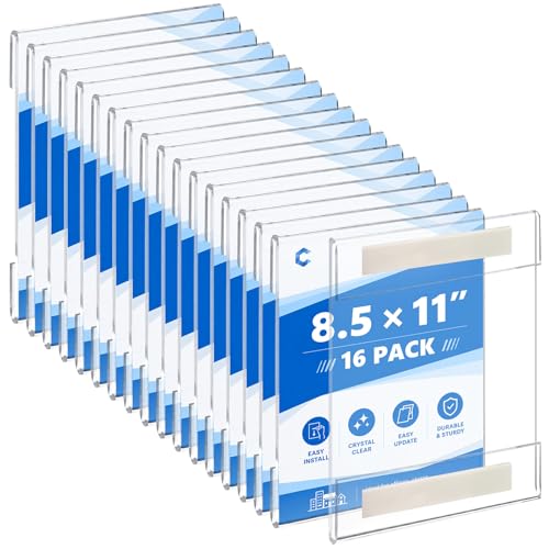 16 Pcs 8.5 x 11 Acrylic Sign Holder Wall Mount with Tape Adhesive - style: 16 Pcs-8.5×11 Inch-Vertical