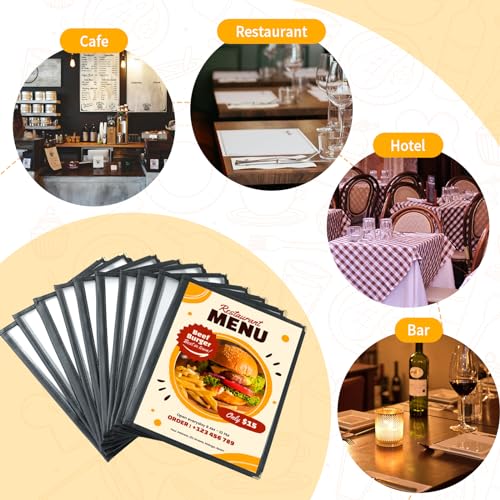 10 Pack Menu Covers 8.5 x 11", 2 Page 4 View Clear Menu Holders - size: 2 Page