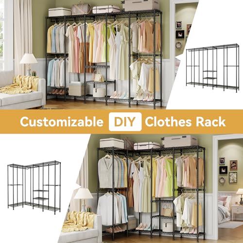 Higeego H5 Heavy Duty Clothes Rack, Black Clothing Rack for Hanging Clothes - color: Black