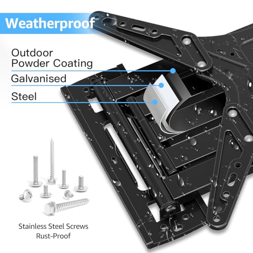 MOUNTUP Outdoor Long Arm TV Wall Mount for 26-65" TVs, Waterproof & Rustproof Outside Full Motion Bracket with Stainless Steel Screws, 37.4'' Long Extension Corner TV Mount Hold 77 lbs, VESA 400x400mm - size: 26-65 inch, 77 lbs, Outdoor 37.4 inch Arm
