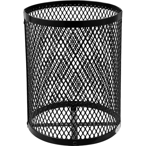 Global Industrial Outdoor Diamond Steel Trash Can with Rain Bonnet Lid and Plastic Liner, 36 Gallon Capacity, Black, Commercial Trash Can, 23-1/2" Diameter, 40-1/2"H - color: Black