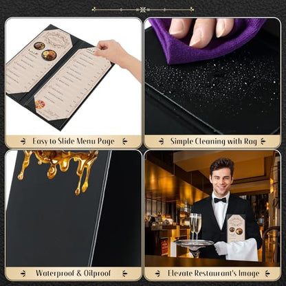 Menu Covers 4.25 x 11", 5 Pack 2 View Leather Restaurant Menu Holders - size: 2 Page 2 View