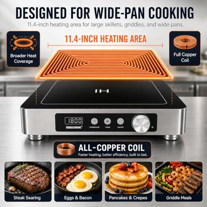 Commercial Induction Cooktop, 1800W 120V Countertop Burner - size: 1800W/120 V induction cooktop