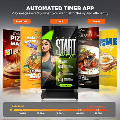 43 Inch Digital Signage Display, Screen LCD Advertising Kiosk, Portable Floor Standing Auto Ad Player Android OS App-Based Control with USB/HDMI/WiFi - size: 43"