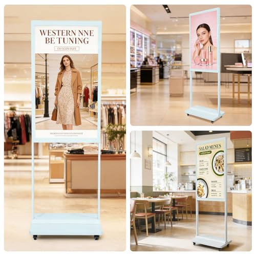 32" Digital Signage Display Kiosk Indoor Floor Standing Advertising White - size: 32 Inch-White