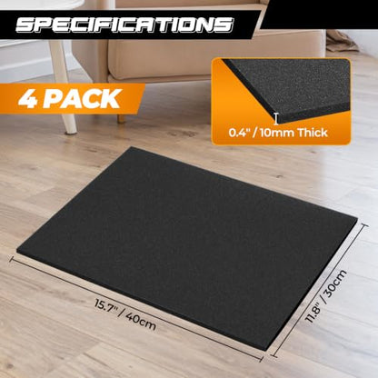 NATGAI Black Polyurethane Foam Sheets, 4 PCS, 15.7 x 11.8 x 0.4 inch