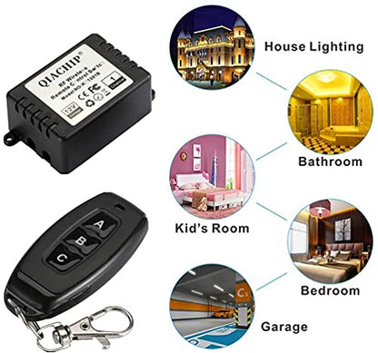 QIACHIP DC 12V 1CH 433Mhz RF Wireless Relay Module Remote Access Control Switch Momentary Toggle Delay Transmitter with Receiver for Doors,Lights(2 Relays + 4 Remote) - color: KR1201B_1-2