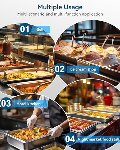 ZeroPone Hotel Pans with Lids, 4 Pack Full Size Thickened, 4" Deep - color: 4" Deep 4 Pack（Thickened）, size: 1/1 Size