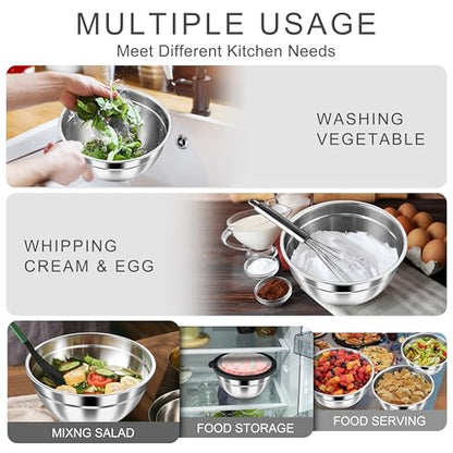 HaWare Mixing Bowls with Airtight Clear Lids, 6-Piece Nesting Bowls Set - color: Black, size: Visible Airtight Lids