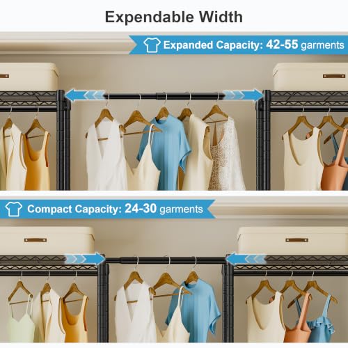 Expandable Closet System Heavy Duty Clothes Rack for Hanging Clothes