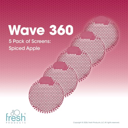 Fresh Products Wave 360 Urinal Screen for heavy duty jobs Mens Urinals 60 day protection double sided technology fewer change outs and less mess 5 pack Spiced Apple
