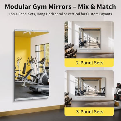 48x24 in Home Gym Mirrors, 1-Pack,Frameless,Wall Mounted - size: 48"L x 24"W
