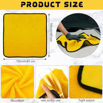 Tallew 50 Pcs 16"x16" Yellow Microfiber Towels for Cars Drying Polishing - color: Yellow, size: about 16 x 16 inches
