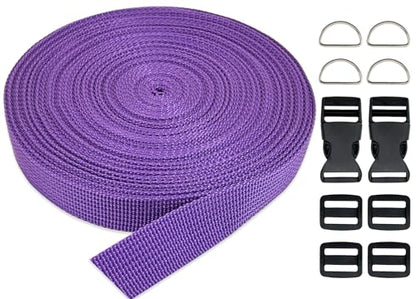 3/4 Inch Purple Polypropylene Webbing Straps 15Yds for Sewing - color: Purple, size: 15