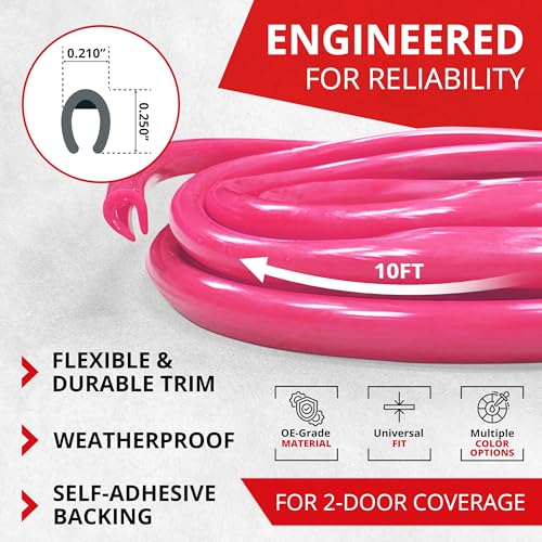 All-Fit Automotive Car Door Edge Protector Made in the USA (10 Ft - Pink) - color: Pink
