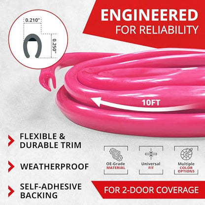 All-Fit Automotive Car Door Edge Protector Made in the USA (10 Ft - Pink) - color: Pink