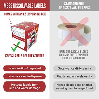 Dissolvable Food Labels 1x3 in 200/Roll - Removable Freezer Jar Stickers - size: 1x3"