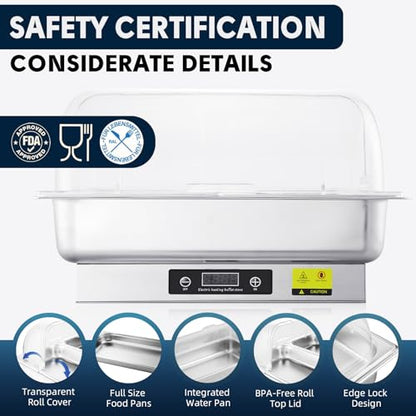 9QT Electric Chafing Dish Buffet Server with Temperature Control - size: 604-Full Pan