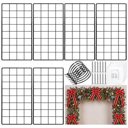 Flutesan 6Pcs Metal Wire Frame Decorative Panels Grid Christmas Front Door