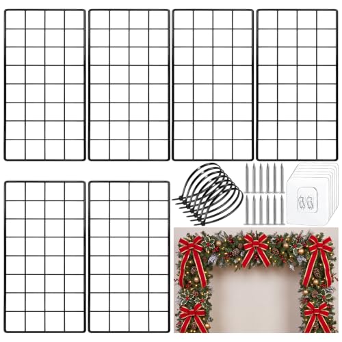 Flutesan 6Pcs Metal Wire Frame Decorative Panels Grid Christmas Front Door