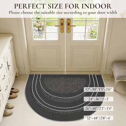 Dirt Trapper Door Mats 26" x 40", Non-Slip & Washable, Dark Grey - color: Dark Grey, size: 26" X 40" (Semicircular)