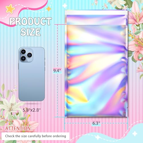 FUNFERY 6.3x9.4in Holographic Mylar Poly Mailers Self Sealing Adhesive Bag - color: Holographic Self Adhesive-50P, size: 6.3x9.4 inch