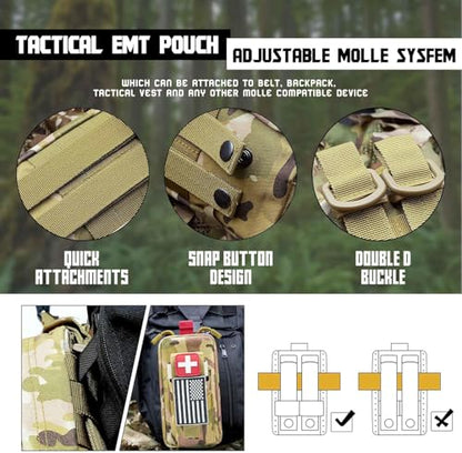 Tactical Ifak Trauma Kit Emergency First Aid Stop The Bleed Ifak Refill, Ifak Med Kit Trauma Refill Military Medical Supplies Kit Pack for Duty Belt - color: GREEN
