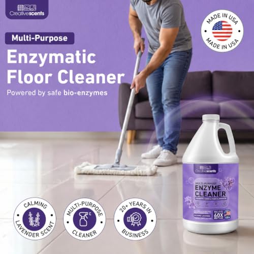 Creative Scents Pack of 4 Enzyme Cleaner & Odor Remover | Super Concentrated for Floor, Carpet, Drain | Pet Urine Odor Eliminator | Cleaner for Cat Urine & Dog Poop | 4 Gallon - Calming Lavender - size: 128 Fl Oz (Pack of 4)