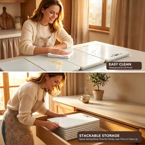 Electric Warming Tray for Buffet Party: 8 in 1 White Food Warmer Glass Top - color: 8-white