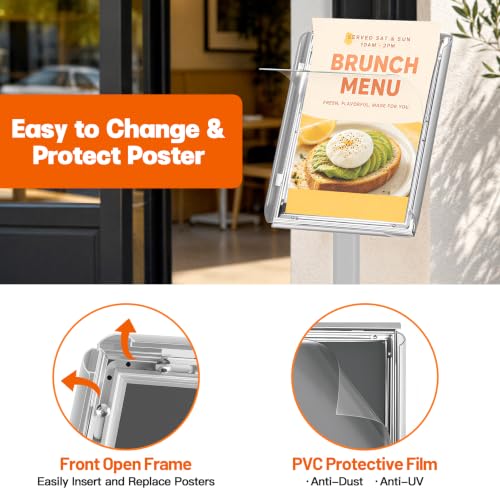 Pedestal Sign Holder Stand 8.5"x11", Heavy Duty Standing Sign Holder - color: Sliver, size: 8.5x11 in