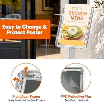Pedestal Sign Holder Stand 8.5"x11", Heavy Duty Standing Sign Holder - color: Sliver, size: 8.5x11 in