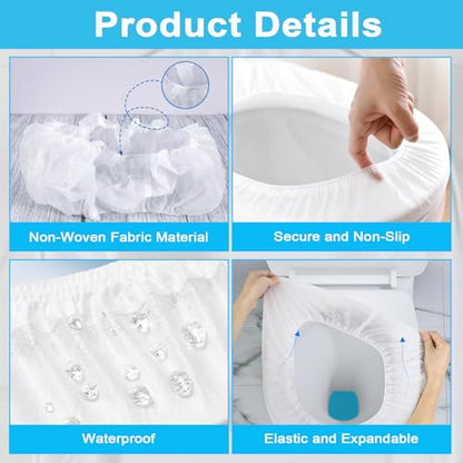 100 Pack Disposable Toilet Seat Cover Waterproof Non-Woven Fabric, Disposable Toilet Seat Covers for Travel, Disposable Seat Covers for Hotel Hospital Public Restroom, Individual Package