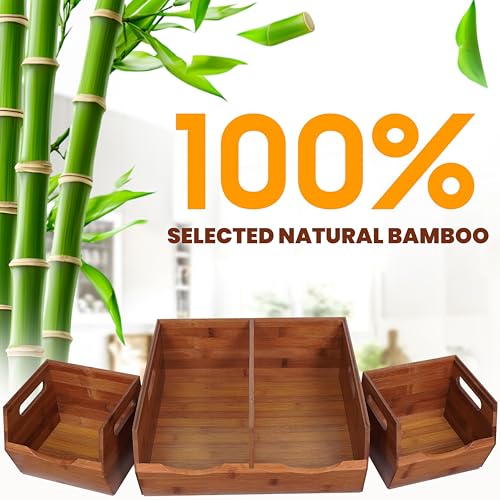 2-tier Stackable Bamboo Pantry Storage Bins, Potato & Onion Storage Baskets