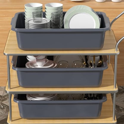 4-Pack 35 L Large Bus Tubs Restaurant, Commercial Bus Tub, Gray - size: 35 L without Lid