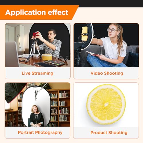 Portable Chromakey Black/White Backdrop with Stand,59 * 39 inch Pop Up Collapsible Backdrop,Foldable Black&White Screen 2 in 1 Backscreen for Photo and Video Shooting,Gaming (Black & White) - color: Black&White