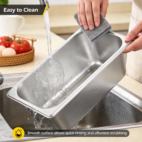 Dyna-Living Steam Table Pan 1/3 Size Food Pan 6 Inch Deep 6 Pack Hotel Pans - color: Without Lids, size: 6 Inch Deep