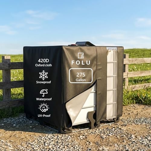 IBC Tote Cover, 420D Heavy Duty Waterproof Oxford Fabric for 1000L IBC Container Rain Water Tank Outdoor 275 Gallon Rain Barrel Foil Anti-Dust Cover Sun Protection Anti-UV