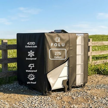 IBC Tote Cover, 420D Heavy Duty Waterproof Oxford Fabric for 1000L IBC Container Rain Water Tank Outdoor 275 Gallon Rain Barrel Foil Anti-Dust Cover Sun Protection Anti-UV