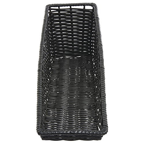 HUBERT Wicker Look Tapered Storage Basket, Rectangular Black - 7 1/2"L x 30"D x 1 1/2" to 8"H - color: Black, size: 7.5"Lx30"Dx1.5-8"H