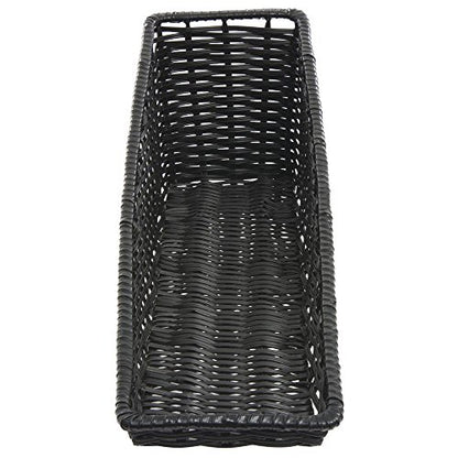 HUBERT Wicker Look Tapered Storage Basket, Rectangular Black - 7 1/2"L x 30"D x 1 1/2" to 8"H - color: Black, size: 7.5"Lx30"Dx1.5-8"H