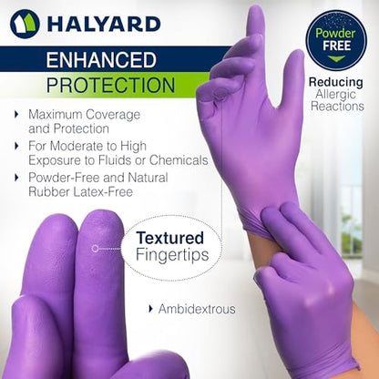 HALYARD PURPLE NITRILE Gloves Powder Free Disposable Medical Exam Gloves Dental Chemo Protection 5.9 mil 9.5 In - size: Medium (Pack of 1000)