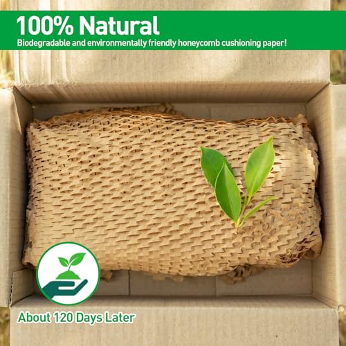 MAXECHO 50 Sheets Honeycomb Packing Paper Expanded Size 12" × 16" Unexpanded Size 14.5" × 11" Bubble Cushioning Wrap for Moving Shipping Products Gifts Wrapping Essentials Packaging Materials Supplies - size: 11" × 14.5"