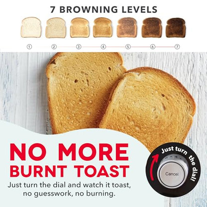 Dash Clear View Toaster | 10" Long Slot 2 Slice Toaster with See-Through Glass Window, 7 Browning Levels, Bagel, Defrost & Reheat Functions, Removable Glass Panel, Crumb Tray, Black - color: Black