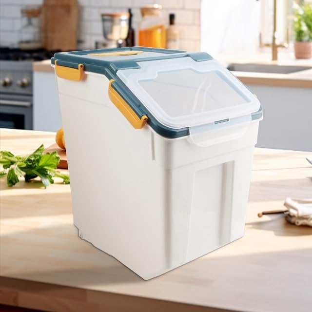 2 Pack 50 lb Airtight Flour Storage Containers with Wheels, Blue - color: Blue