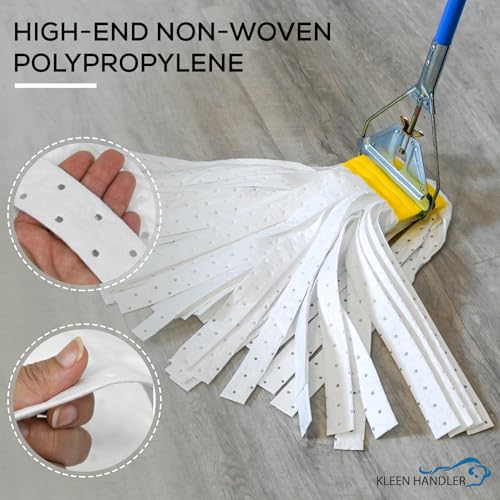KLEEN HANDLER Mop Head Replacement 6-Pack Hydrophobic Industrial Mop for Oils and Spills – Heavy-Duty Industrial, Commercial, Janitorial Cleaning – Non-Woven Oil-Absorbent Material - style: 6 Pack