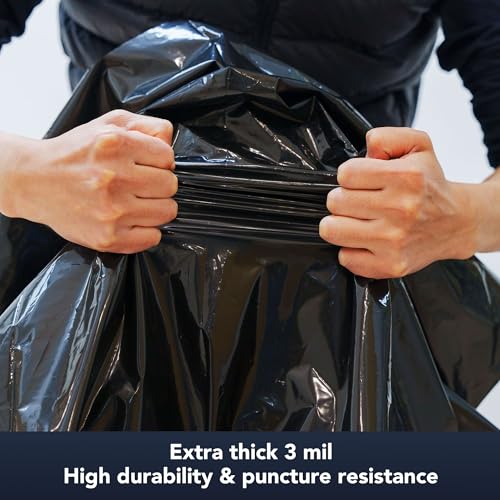 HygiCare Contractor & Industrial Bags, 42 Gallon, Extra Thick 3MIL, Heavy Duty with Tie Flaps, 32.75" x 45.13", 32 Count, For Construction, Industrial, & Outdoor Waste