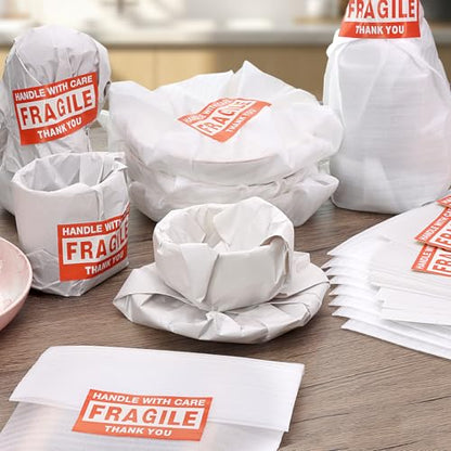 130 Pcs Moving Supplies Set, 50 Pcs 12'' x 12'' Foam Pouches & 50 Sheets 12'' x 12'' Packing Paper & 30 Pcs Fragile Stickers, Packing Foam Pouches and Newsprint Paper for Protecting Dishes Cup China - size: 130 Pcs-12x12 In